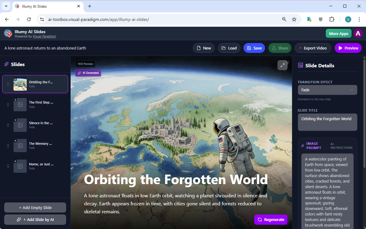 Astronaut’s Return to Earth: Build Story Slides with Illumy AI Slides Maker